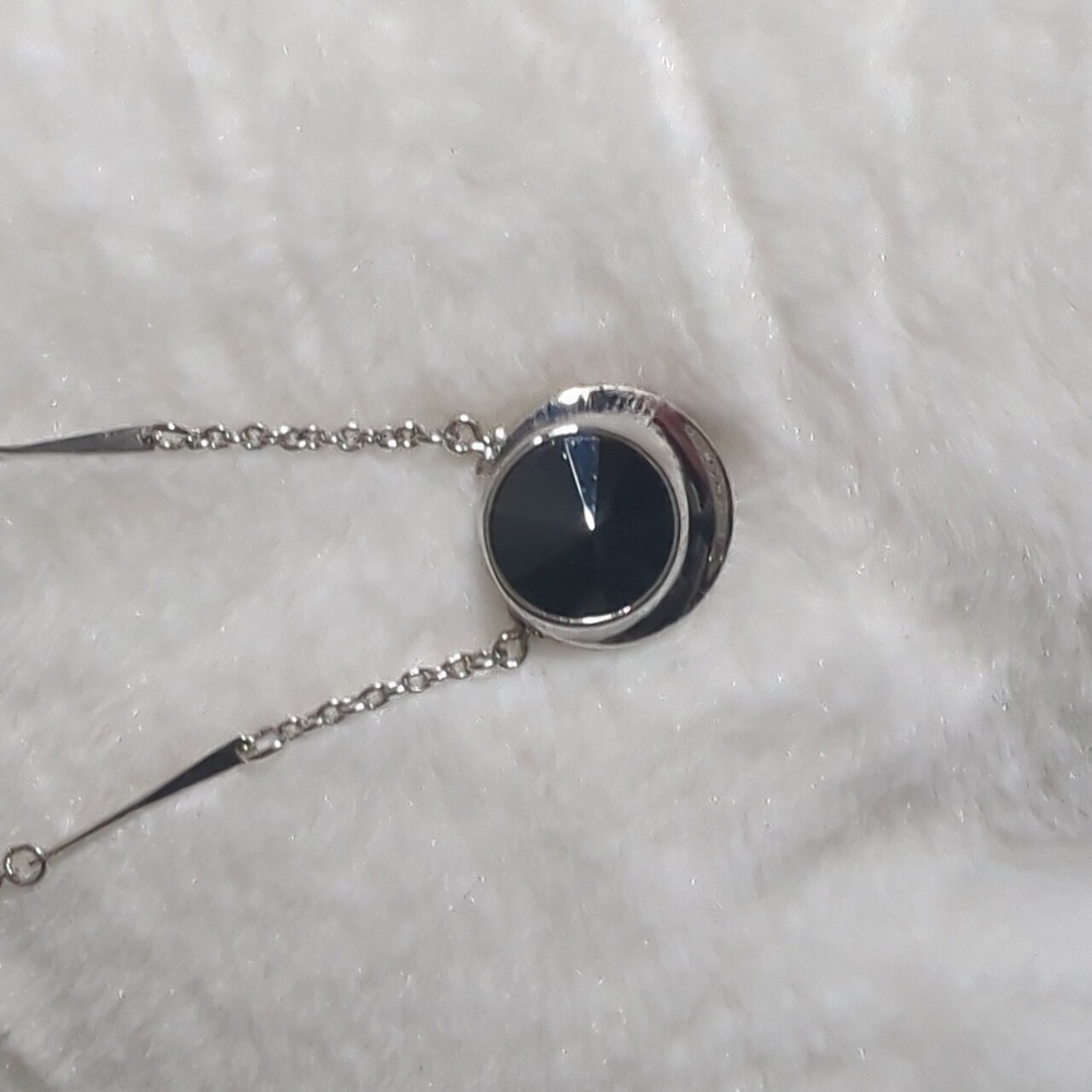 Vintage Sarah Coventry Hematite Rivoli Pendant Necklace - Silver Tone - Picture 5 of 7